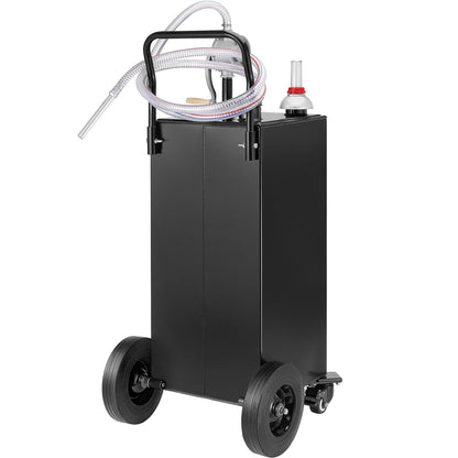 Fuel Caddy Fuel Storage Tank 35 Gallon 4 Wheels with Manual Pump, Black