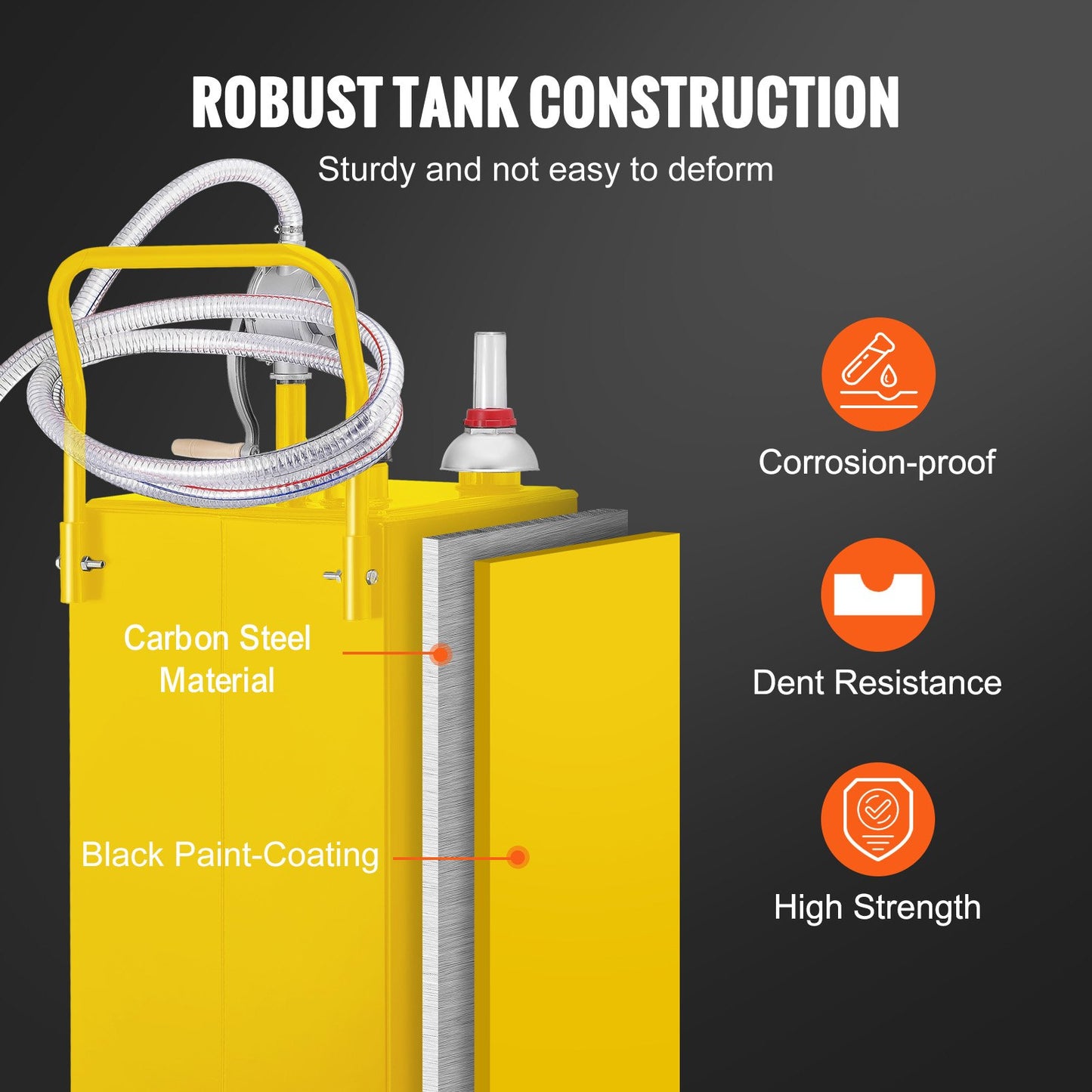 Fuel Caddy, 35 Gallon, Gas Storage Tank on 4 Wheels, with Manuel Transfer Pump, Gasoline Diesel Fuel Container for Cars, Lawn Mowers, ATVs, Boats, More, Yellow
