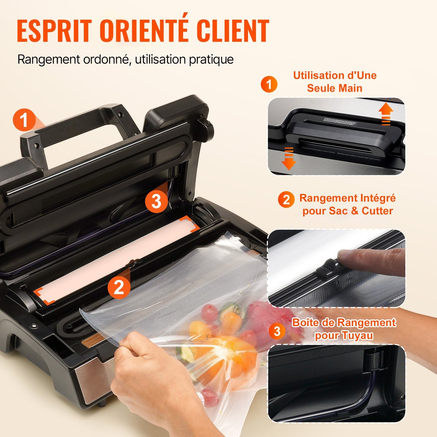 Vacuum Sealer Machine, 90Kpa 130W Powerful Dual Pump and Dual Sealing, Dry and Moist Food Storage, Automatic and Manual Air Sealing System with Built-in Cutter, with Seal Bag and External Hose