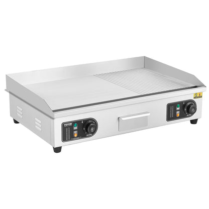 Commercial Electric Grill 4400W Countertop Semi-Flat Top Grill 122℉-572℉