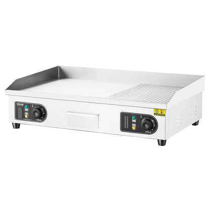 Commercial Electric Grill 4400W Countertop Semi-Flat Top Grill 122℉-572℉