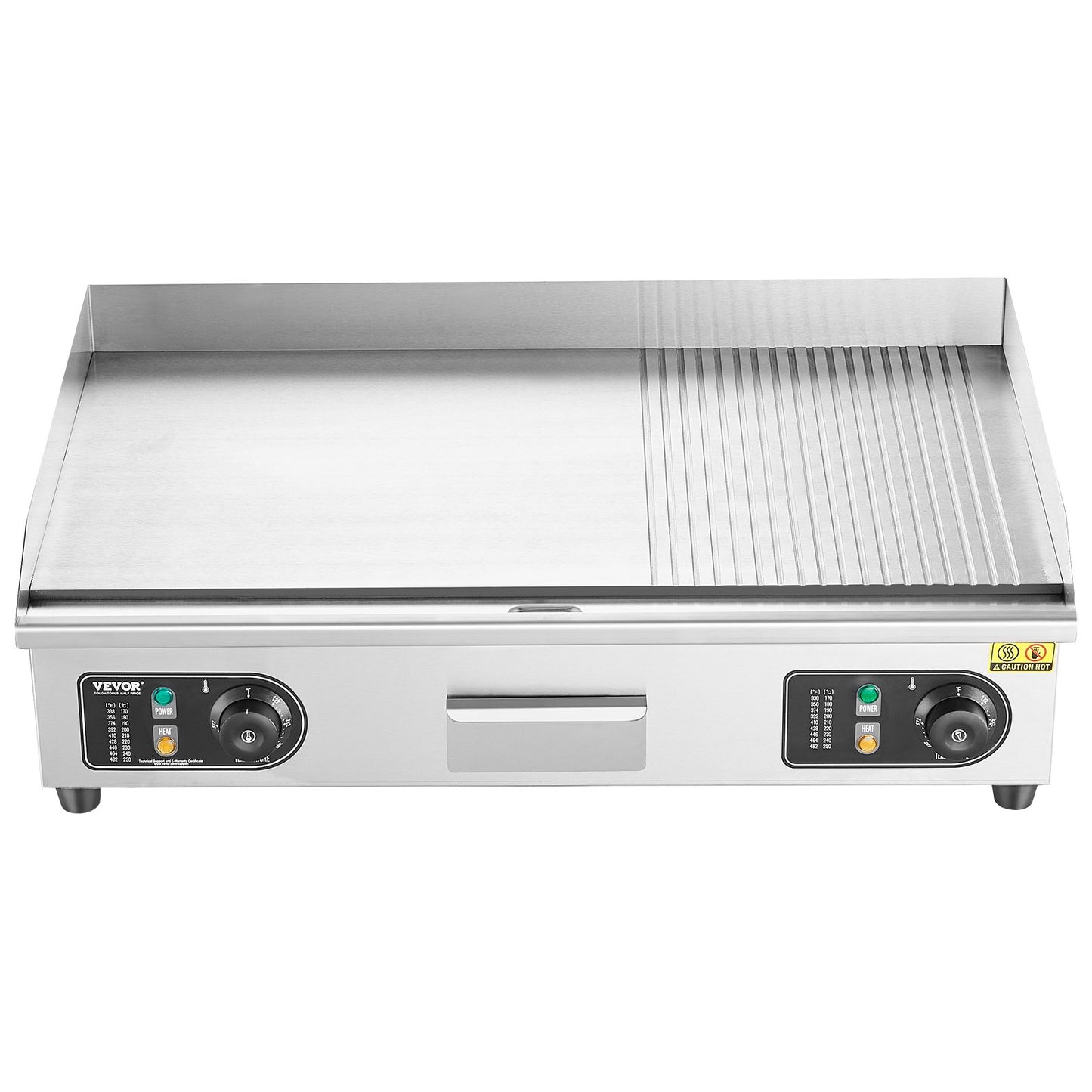 Commercial Electric Grill 4400W Countertop Semi-Flat Top Grill 122℉-572℉