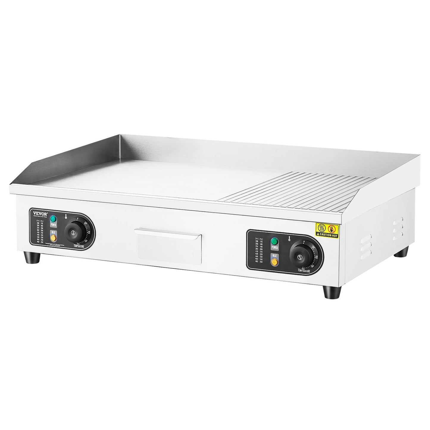 Commercial Electric Grill 4400W Countertop Semi-Flat Top Grill 122℉-572℉