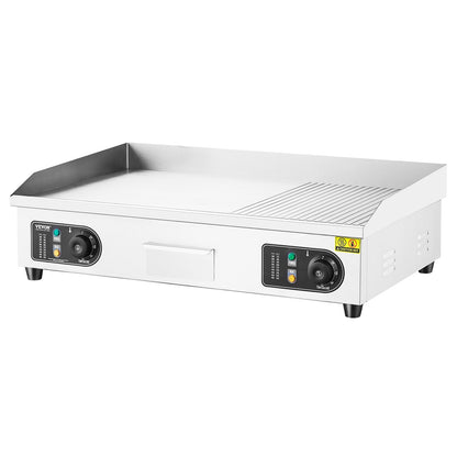 Commercial Electric Grill 4400W Countertop Semi-Flat Top Grill 122℉-572℉