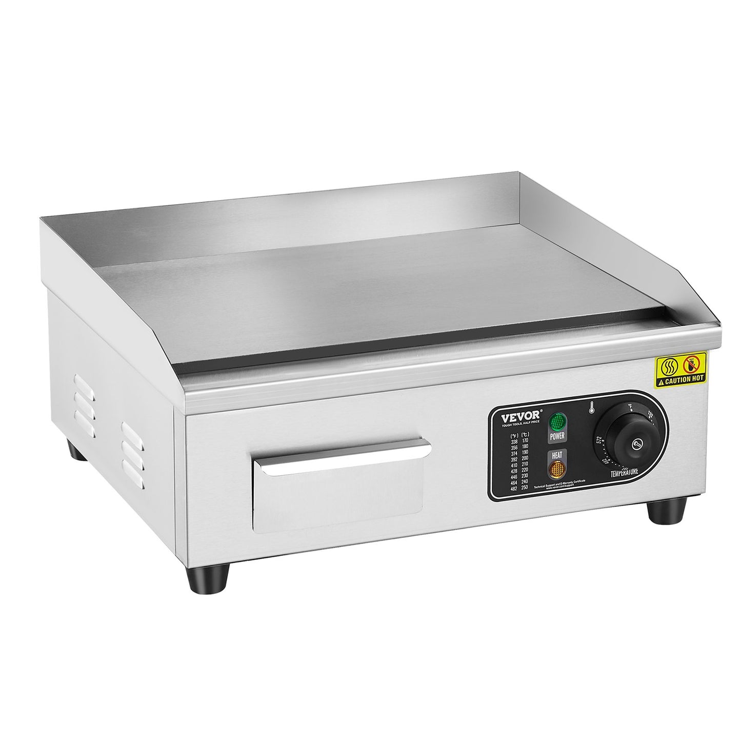 Commercial Electric Grill 2800W Countertop Flat Grill 122℉-572℉
