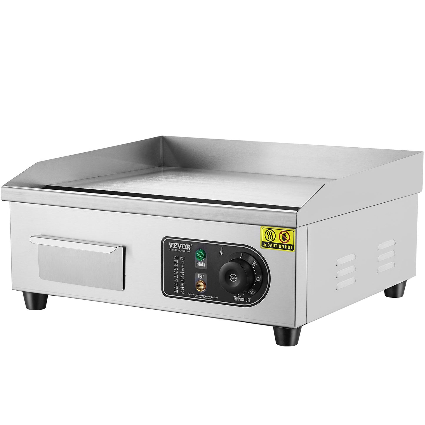 Commercial Electric Grill 2800W Countertop Flat Grill 122℉-572℉