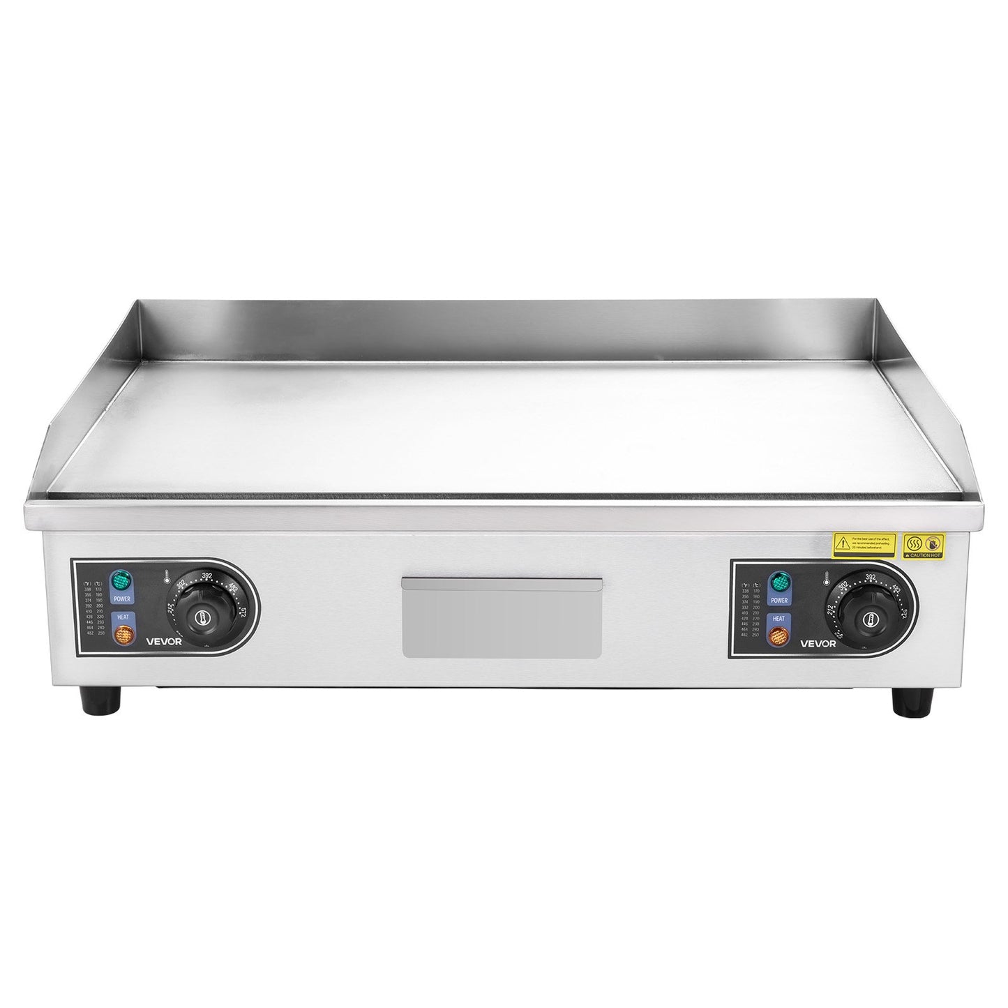 Commercial Electric Griddle, 25.79 x 15.75 inch, 2800W, 122-570°F Adjustable Temp Control, Stainless Steel Body, Full Flat, with 2 Spatulas, 2 Brushes, and 4 Foot Pads, for Steak, Pancake