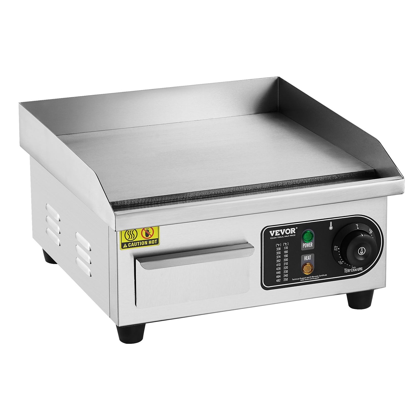 Kommerzieller Elektrogrill, 2000 W, Flachgrill für die Arbeitsplatte, 122℉-572℉