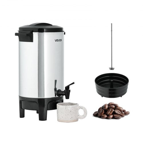 Commercial Coffee Urn, 30 Cup 4.5 L Hot Beverage Dispenser with Dripless Faucet, Quick-Brewing Commercial Coffee Maker, Automatic Temperature Control, for Catering, Party, Church & Restaurant
