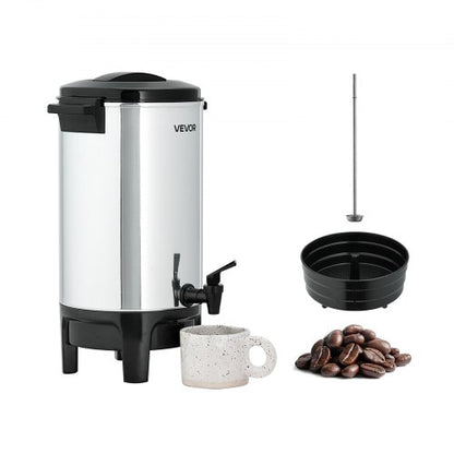 Commercial Coffee Urn, 30 Cup 4.5 L Hot Beverage Dispenser with Dripless Faucet, Quick-Brewing Commercial Coffee Maker, Automatic Temperature Control, for Catering, Party, Church & Restaurant