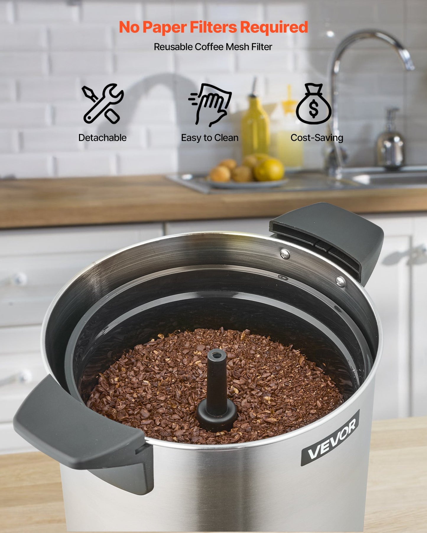 Commercial Coffee Urn, 60 Cup 9 L Hot Beverage Dispenser with Dripless Faucet, Quick-Brewing Stainless Steel Large Commercial Coffee Maker, for Catering, Business, Party, Church & Restaurant