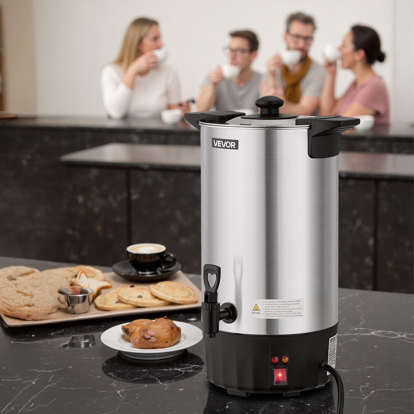 Commercial Coffee Urn, 60 Cup 9 L Hot Beverage Dispenser with Dripless Faucet, Quick-Brewing Stainless Steel Large Commercial Coffee Maker, for Catering, Business, Party, Church & Restaurant