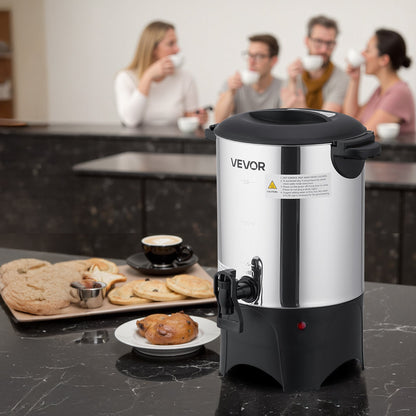 Commercial Coffee Urn, 30 Cup 4.5 L Hot Beverage Dispenser with Dripless Faucet, Quick-Brewing Commercial Coffee Maker with Stainless Steel Liner, for Catering, Business, Church & Restaurant
