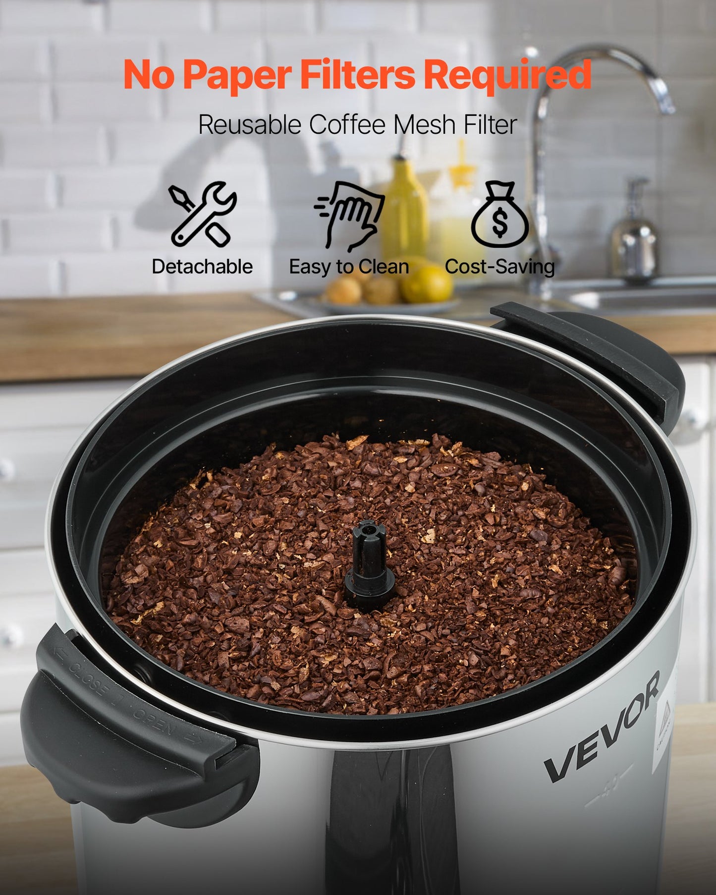 Commercial Coffee Urn, 40 Cup 6 L Hot Beverage Dispenser with Dripless Faucet, Quick-Brewing Commercial Coffee Maker, with Stainless Steel Liner, for Catering, Business, Church & Restaurant