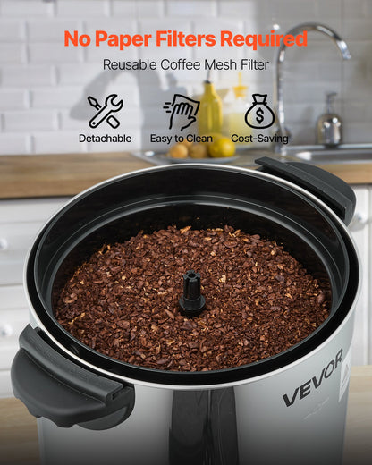 Commercial Coffee Urn, 40 Cup 6 L Hot Beverage Dispenser with Dripless Faucet, Quick-Brewing Commercial Coffee Maker, with Stainless Steel Liner, for Catering, Business, Church & Restaurant