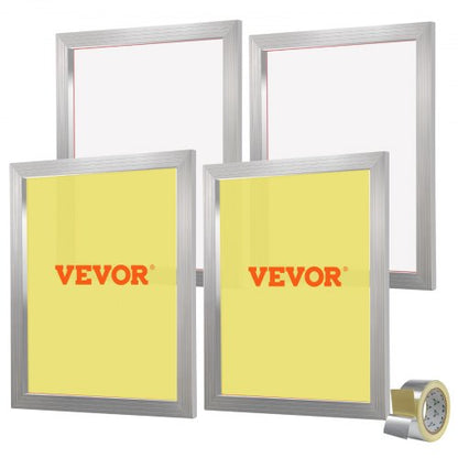 Screen Printing Kit, 4 Pieces Aluminum Silk Screen Printing Frames, 20x24inch Silk Screen Printing Frame with 355 Count Mesh, High Tension Nylon Mesh and Sealing Tape for T-shirts DIY Printing