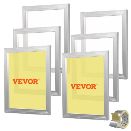 Screen Printing Kit, 6 Pieces Aluminum Silk Screen Printing Frames, 16x20inch Silk Screen Printing Frame with 110 Count Mesh, High Tension Nylon Mesh and Sealing Tape for T-shirts DIY Printing
