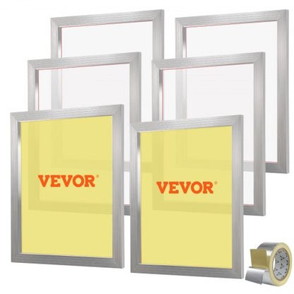 Screen Printing Kit, 6 Pieces Aluminum Silk Screen Printing Frames, 20x24inch Silk Screen Printing Frame with 160 Count Mesh, High Tension Nylon Mesh and Sealing Tape for T-shirts DIY Printing