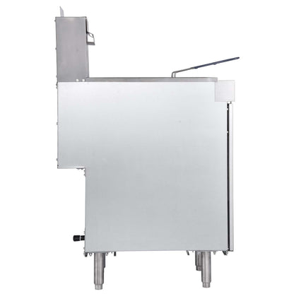 Commercial Deep Fryer, 3-Burner Fryer for Restaurants, Stainless Steel Floor Standing Deep Fryers with Dual Baskets and Adjustable Temperature, Natural Gas Powered, 40 lbs Capacity, 90,000 BTU