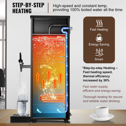 Commercial Water Boiler, Electric Hot Water Dispenser with 316 Stainless Steel Heating Tube, 1500W Step-by-step Fast Heating 50L per Hour Hot Water Boiler, for Coffee Tea Restaurant Office