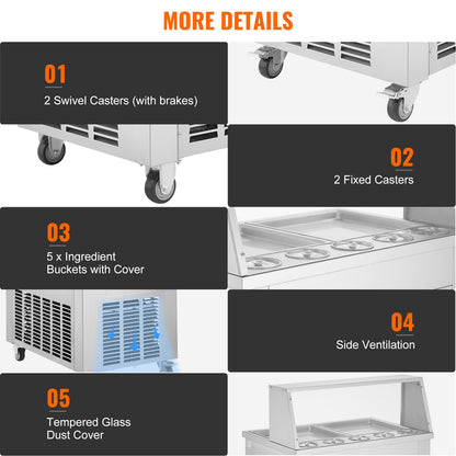 Gebratene Eiscreme-Rollenmaschine, gerollte Eismaschine, 35,4 x 35,4 cm, 2 Pfannen