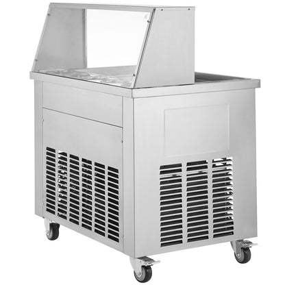 Gebratene Eiscreme-Rollenmaschine, gerollte Eismaschine, 35,4 x 35,4 cm, 2 Pfannen