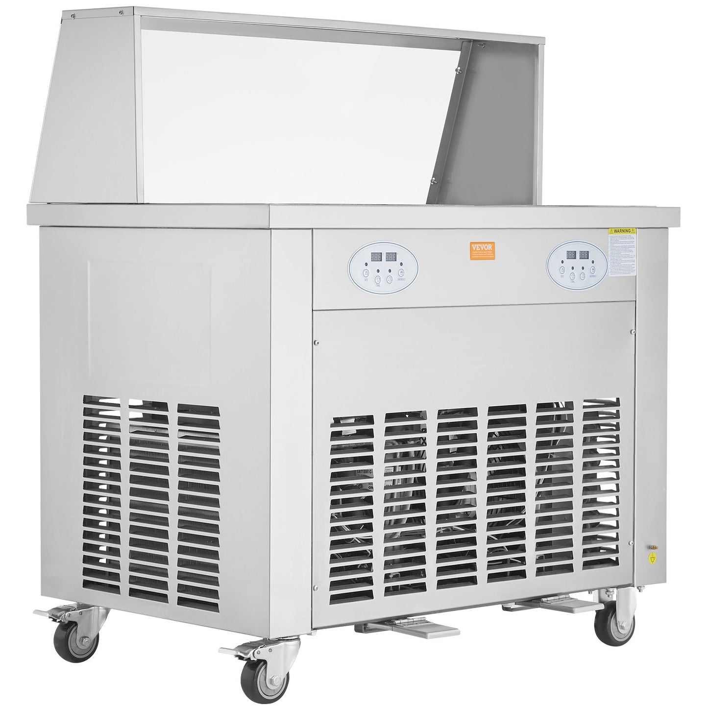 Gebratene Eiscreme-Rollenmaschine, gerollte Eismaschine, 35,4 x 35,4 cm, 2 Pfannen