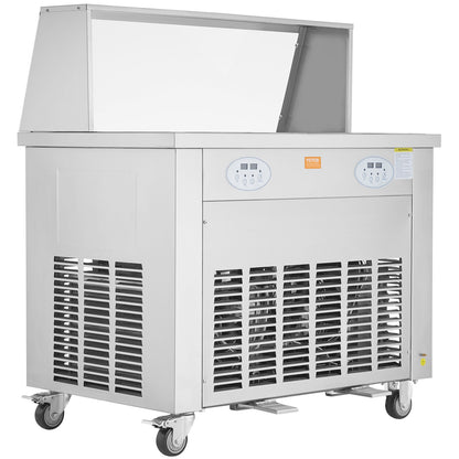 Gebratene Eiscreme-Rollenmaschine, gerollte Eismaschine, 35,4 x 35,4 cm, 2 Pfannen
