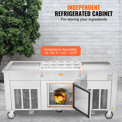 Maschine für frittierte Eisrollen, gerollte Eismaschine, 45,7 x 45,7 cm, 2 Pfannen