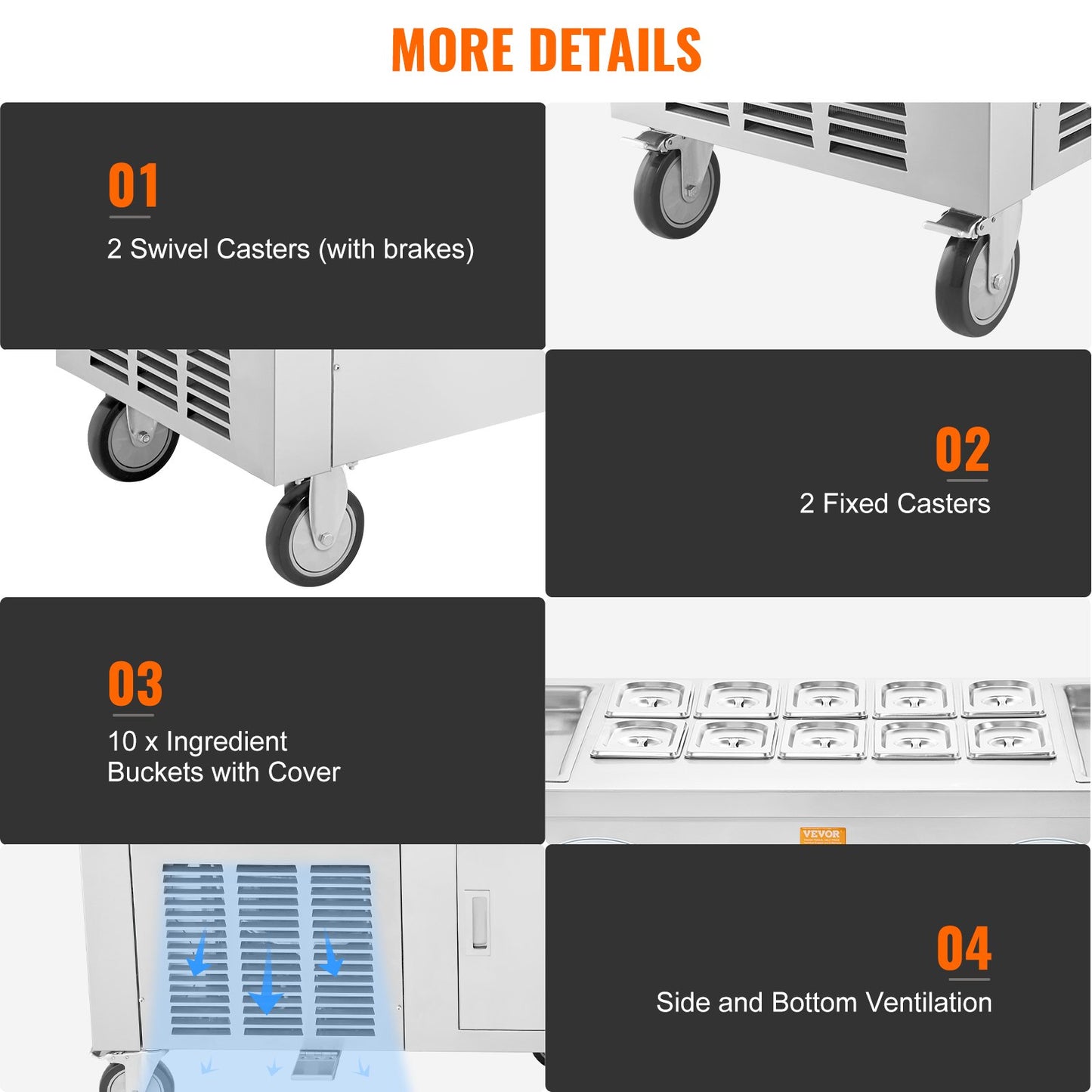 Maschine für frittierte Eisrollen, gerollte Eismaschine, 45,7 x 45,7 cm, 2 Pfannen