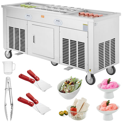 Maschine für frittierte Eisrollen, gerollte Eismaschine, 45,7 x 45,7 cm, 2 Pfannen