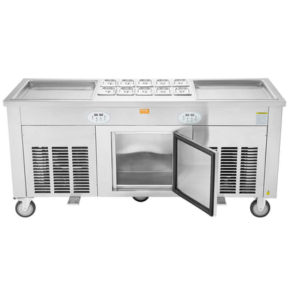 Maschine für frittierte Eisrollen, gerollte Eismaschine, 45,7 x 45,7 cm, 2 Pfannen