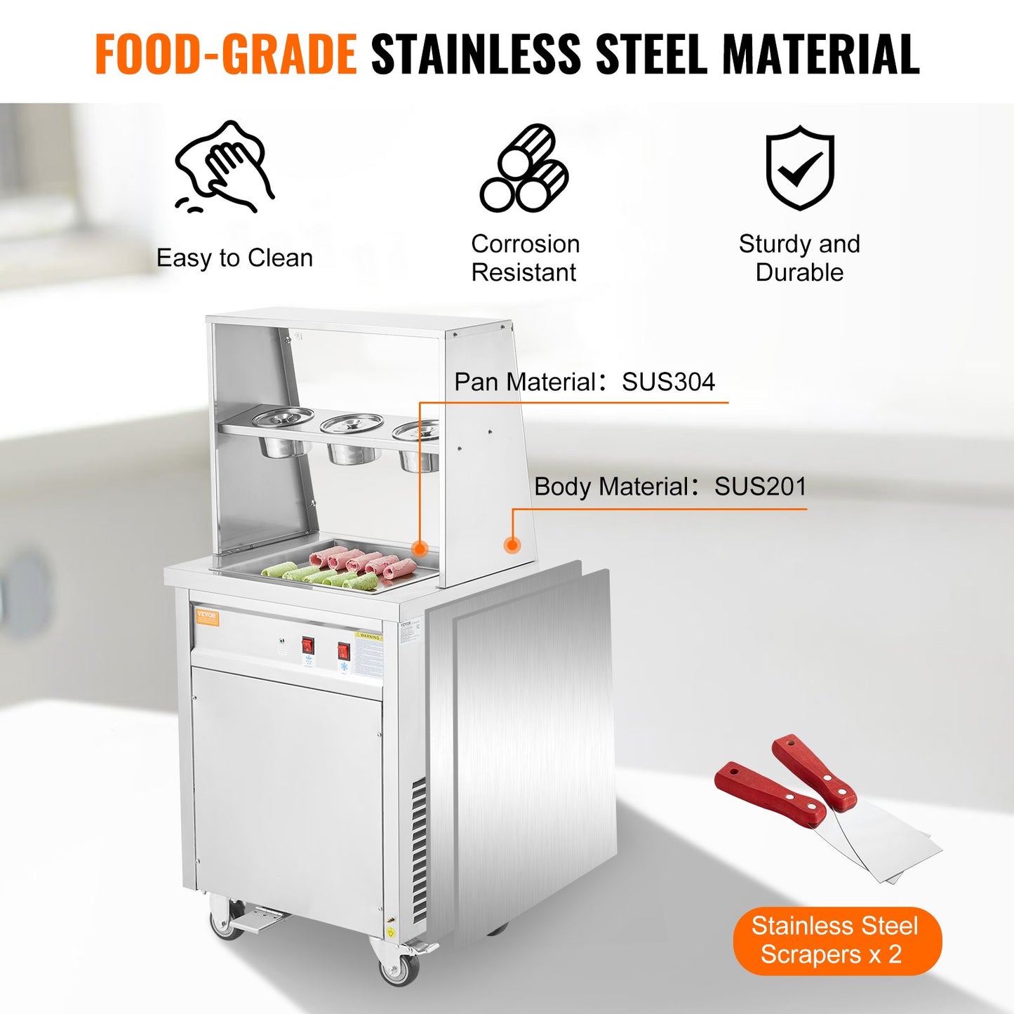 Maschine für frittierte Eisrollen, gerollte Eismaschine, 35,4 x 35,4 cm Pfanne