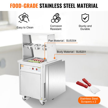 Maschine für frittierte Eisrollen, gerollte Eismaschine, 35,4 x 35,4 cm Pfanne