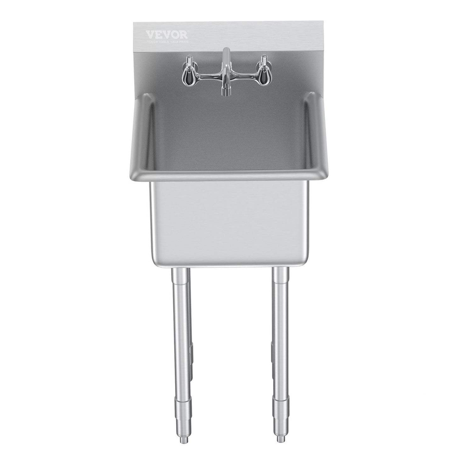 Edelstahl-Vorbereitungs- und Mehrzweckspüle, freistehende kleine Spüle mit 1 Becken, inklusive Wasserhahn und Beinen, 45,7 x 104,1 cm große gewerbliche Spülen für Garage, Restaurant, Küche, Wäscherei, NSF-zertifiziert