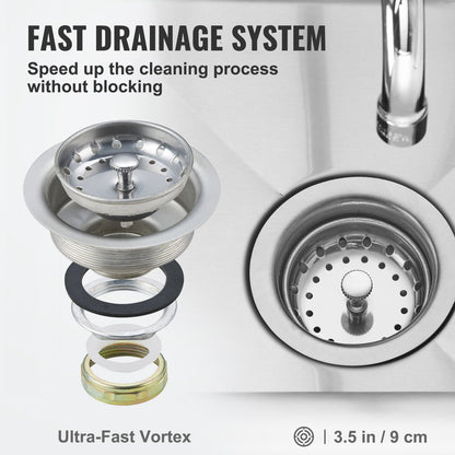 Edelstahl-Vorbereitungs- und Mehrzweckspüle, freistehende kleine Spüle mit 1 Becken, inklusive Wasserhahn und Beinen, 21 x 41 Zoll große gewerbliche Spülen für Garage, Restaurant, Küche, Waschküche