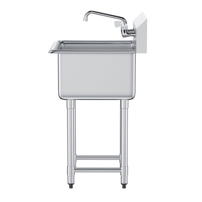 Edelstahl-Vorbereitungs- und Mehrzweckspüle, freistehende kleine Spüle mit 1 Becken, inklusive Wasserhahn und Beinen, 21 x 41 Zoll große gewerbliche Spülen für Garage, Restaurant, Küche, Waschküche