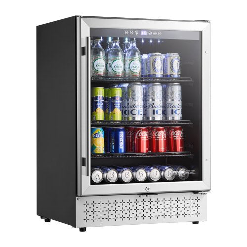 Beverage Refrigerator Cooler, 154 Can Beverage Fridge, Mini Fridge with Glass Door, Adjustable Shelves, Digital Temperature Control, Built-in & Freestanding Soda Beer Fridge for Home Office Bar