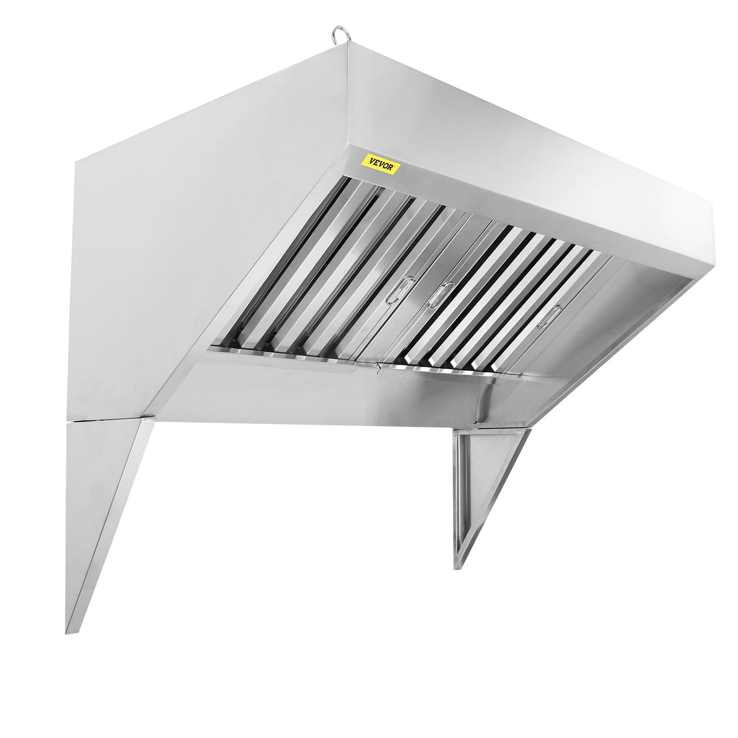 Commercial Exhaust Hood, 5FT Food Truck Hood Exhaust System, 201 Stainless Steel Concession Truck Hood with 2 Removable U-Shaped Grids Oil Filter Mesh, Rust-Resistant Vent Cover for Kitchen Restaurant