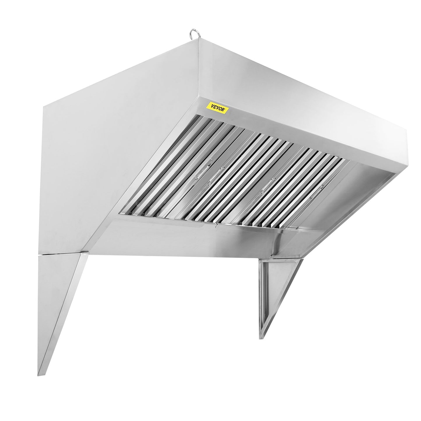 Commercial Exhaust Hood, 6FT Food Truck Hood Exhaust, 201 Stainless Steel Concession Trailer Hood with 3 Detachable U-shaped Grid Oil Filter Mesh, Rust Resistant Vent Hood for Kitchen Restaurant