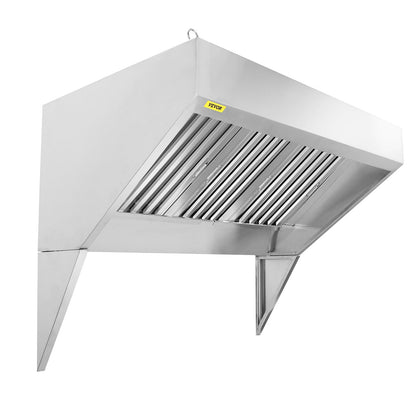 Commercial Exhaust Hood, 6FT Food Truck Hood Exhaust, 201 Stainless Steel Concession Trailer Hood with 3 Detachable U-shaped Grid Oil Filter Mesh, Rust Resistant Vent Hood for Kitchen Restaurant