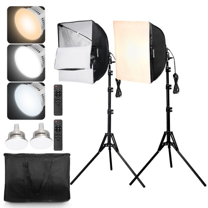 Softbox-Beleuchtungsset, 16 x 16 Zoll, 3000–6500 K, einstellbar für Fotografie