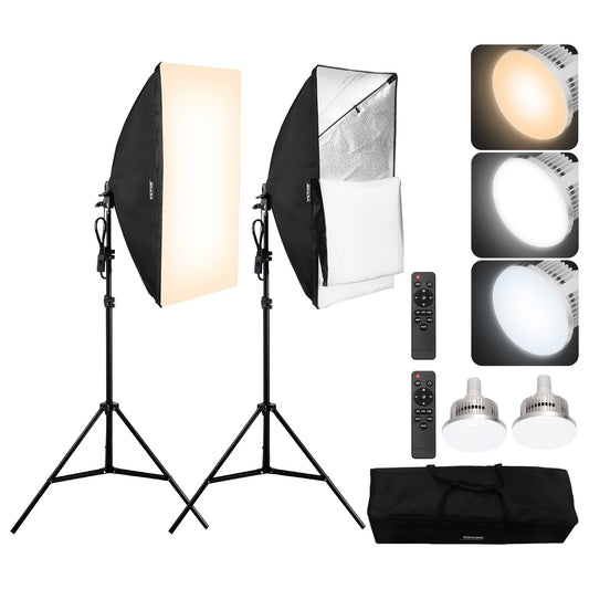 Softbox Lighting Kit 20 tum x 28 tum 45W 3000-6500K LED-lampor för fotografering