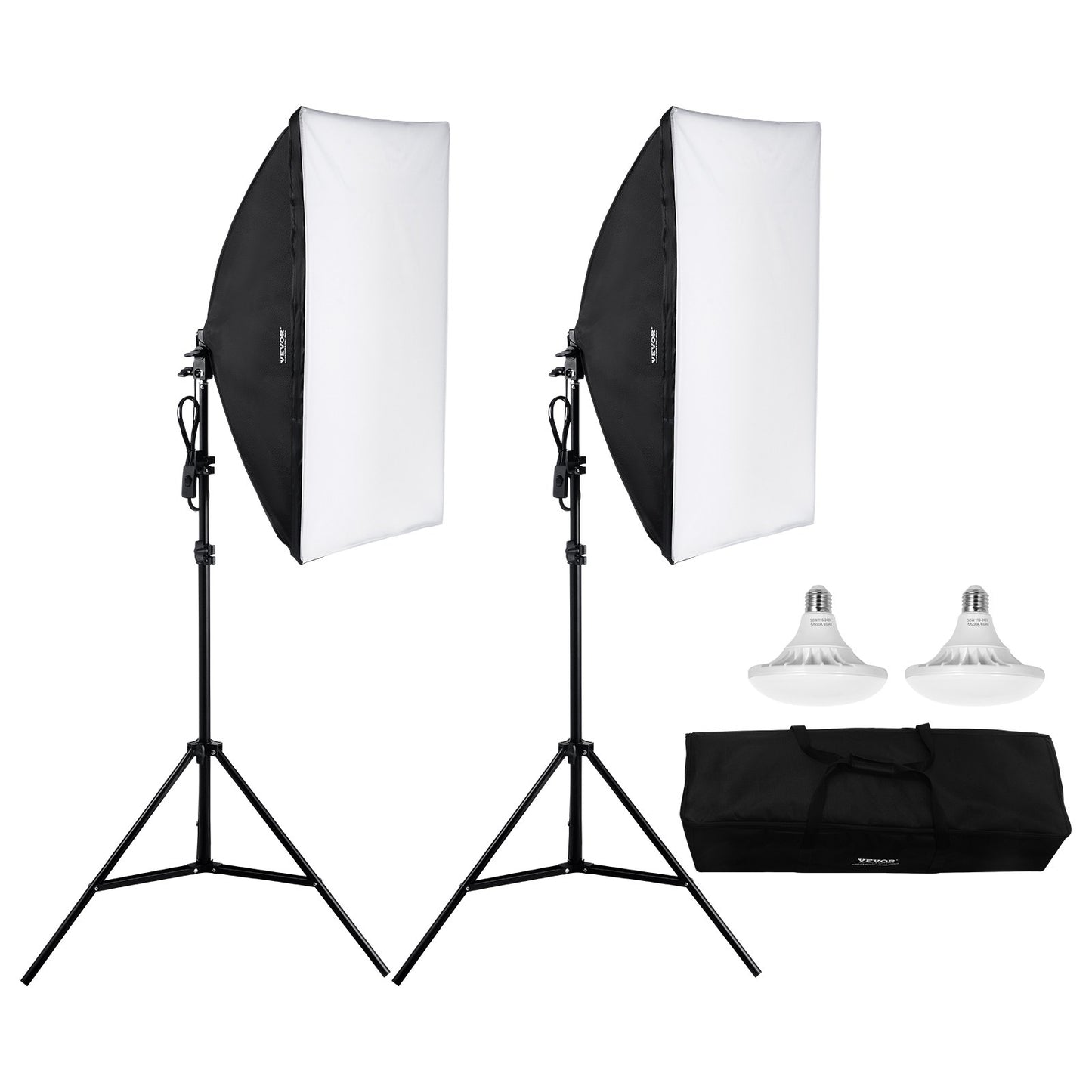 Softbox-Beleuchtungsset 20 Zoll x 28 Zoll 30 W 5500 K LED-Leuchten Verstellbarer Ständer