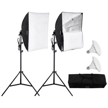Softbox-Beleuchtungsset 24 x 24 Zoll, 30 W, 5500 K, LED-Leuchten, verstellbarer Ständer