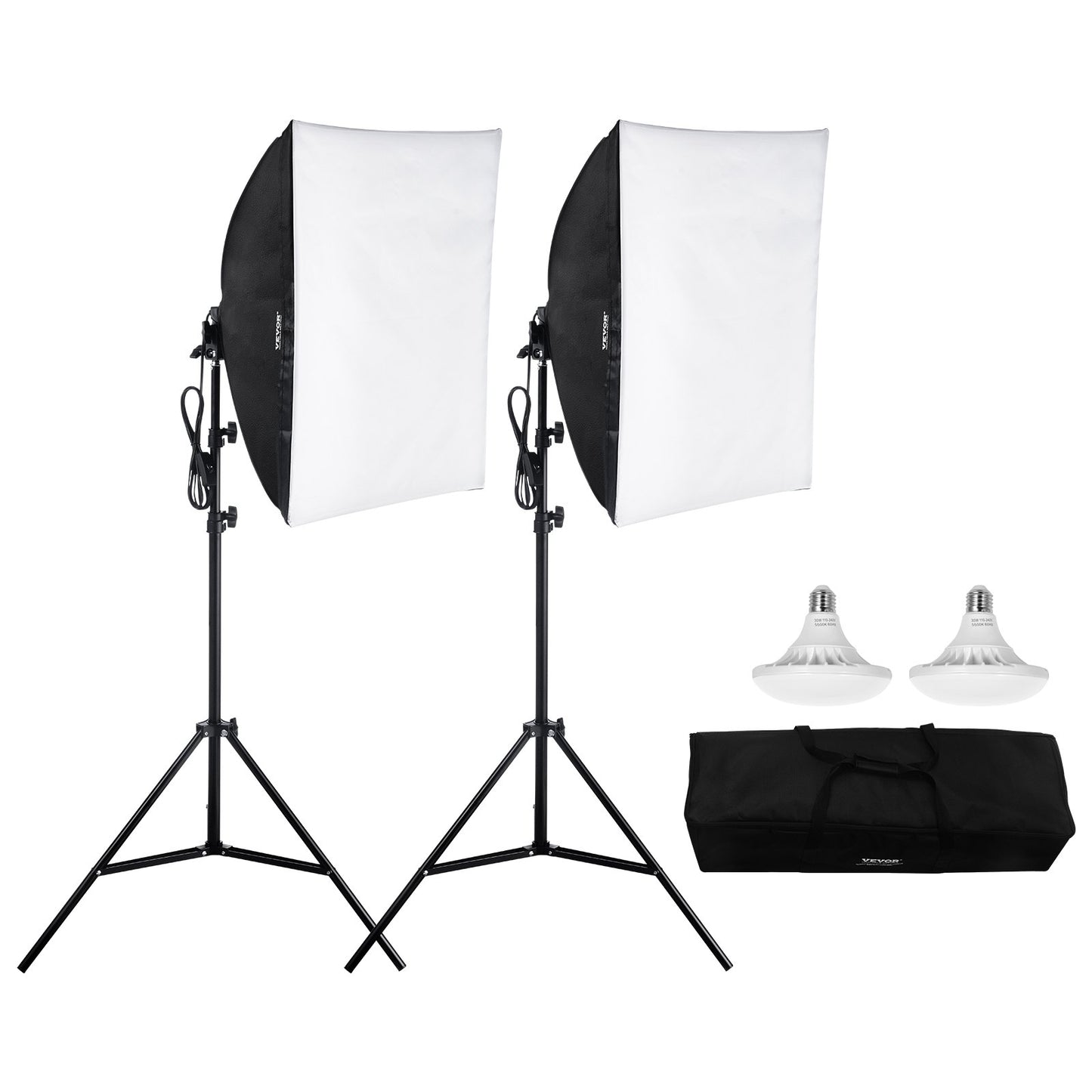 Softbox-Beleuchtungsset 24 x 24 Zoll, 30 W, 5500 K, LED-Leuchten, verstellbarer Ständer