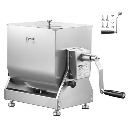 Manual Meat Mixer, 60L Tilt Tank Meat Processing Equipment(Mixing Max 60LBS for Meat), Stainless Steel Meat Mixer, Sausage Mixer Machine with Lid Handle Gear Reducer, Ground Beef Hand Mixer