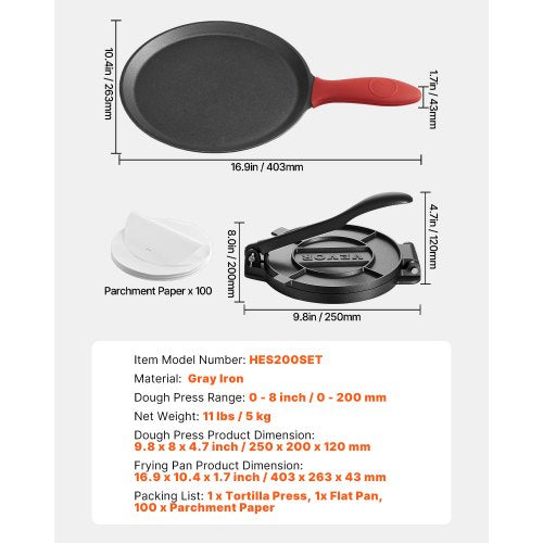 8 inch tortilla press chapati machine roti dough maker heavy duty cast iron