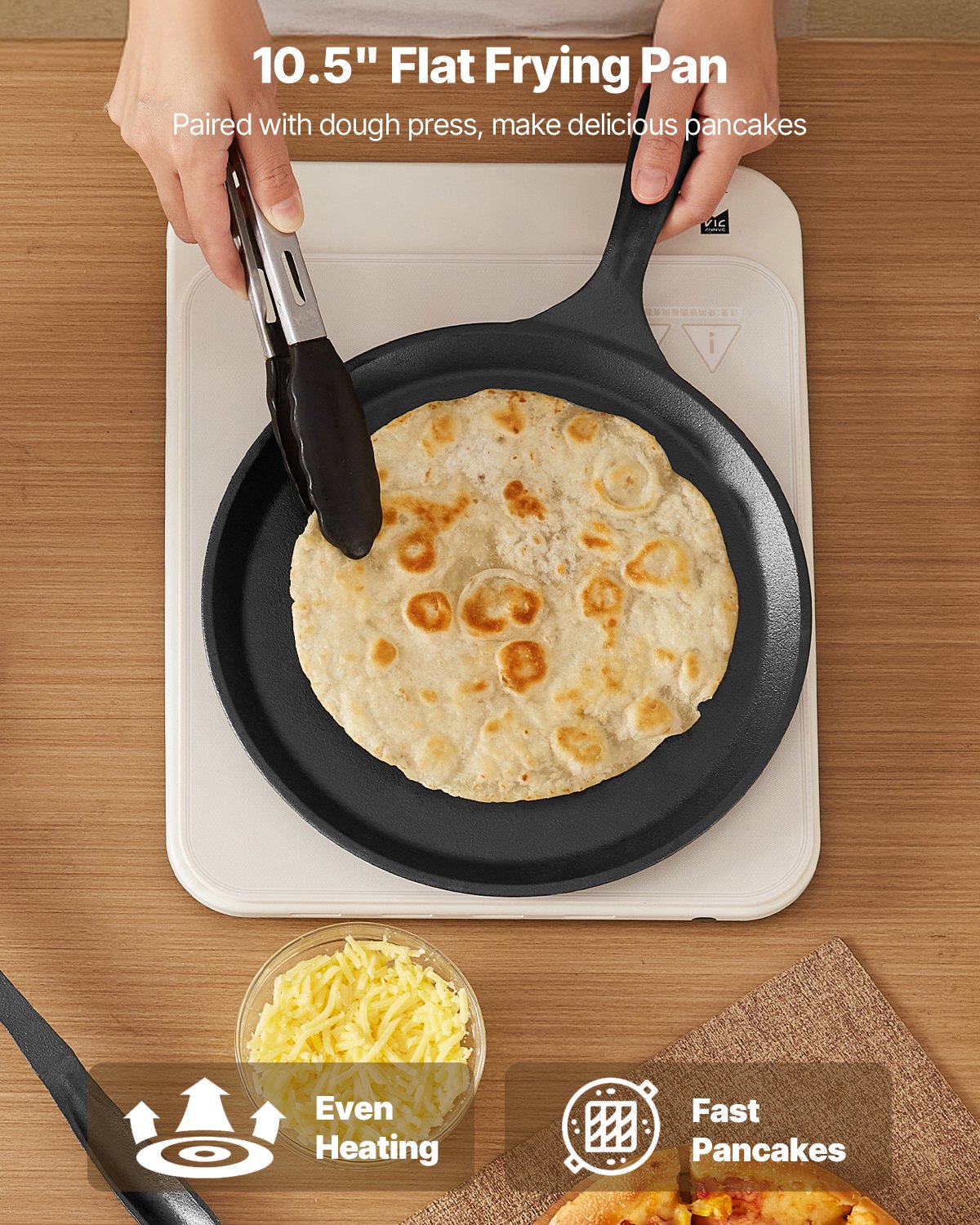 Tortilla Press, 8 Inch Cast Iron Tortilla and Roti Maker, Heavy Duty Tortilladora Press, Pataconera Makers with Handle and 100 Pcs Parchment Paper, Dough Taco Press for Flour Tortilla, Tawa