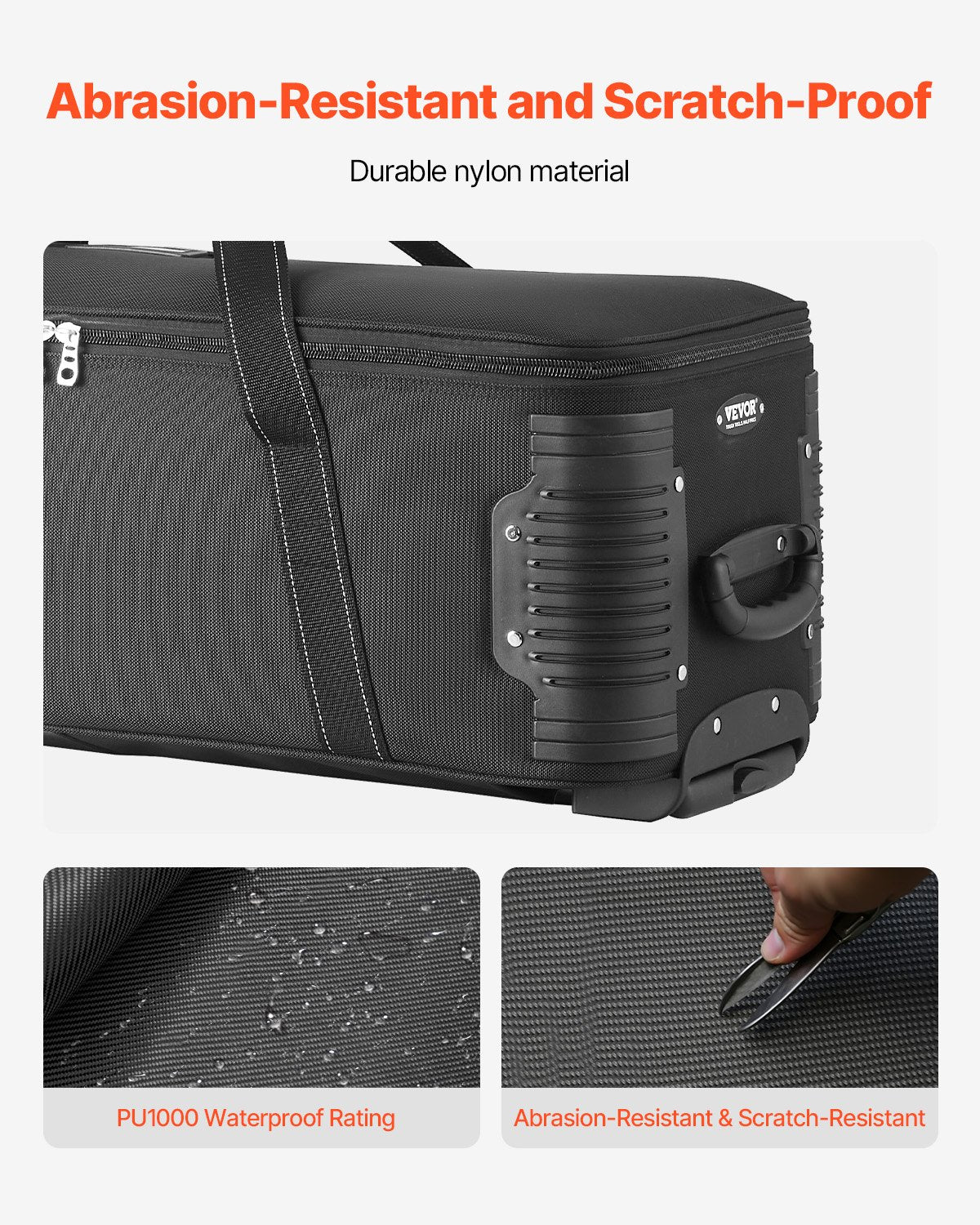 Studio Equipment Trolley Case, 35.83 x 11.81 x 14 in / 91 x 30 x 35.5 cm, Rolling Camera Bag, Carrying Bag with Wheels Straps Padded Compartment Handle, for Light Stands, Tripods, Telescopes